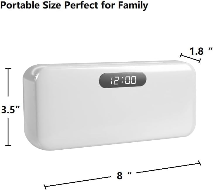 UV-C Toothbrush Sanitizer Case, Dual Light Cleaner Cover with Clear Window, USB-C Rechargeable Travel Holder for Electric and Manual Brushes, White