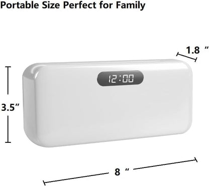 UV-C Toothbrush Sanitizer Case, Dual Light Cleaner Cover with Clear Window, USB-C Rechargeable Travel Holder for Electric and Manual Brushes, White