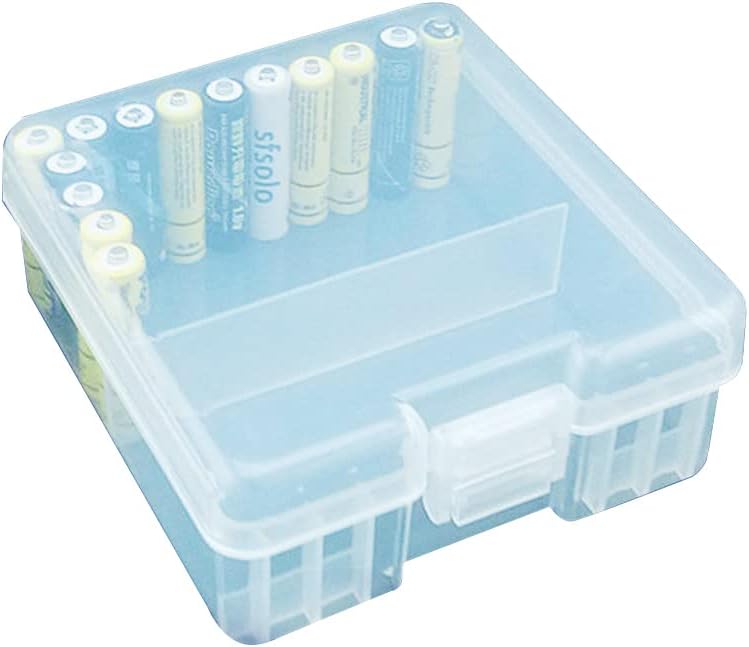 Fielect AAA/AA/C/D Battery Storage Case Holder Organizer Box Transparent