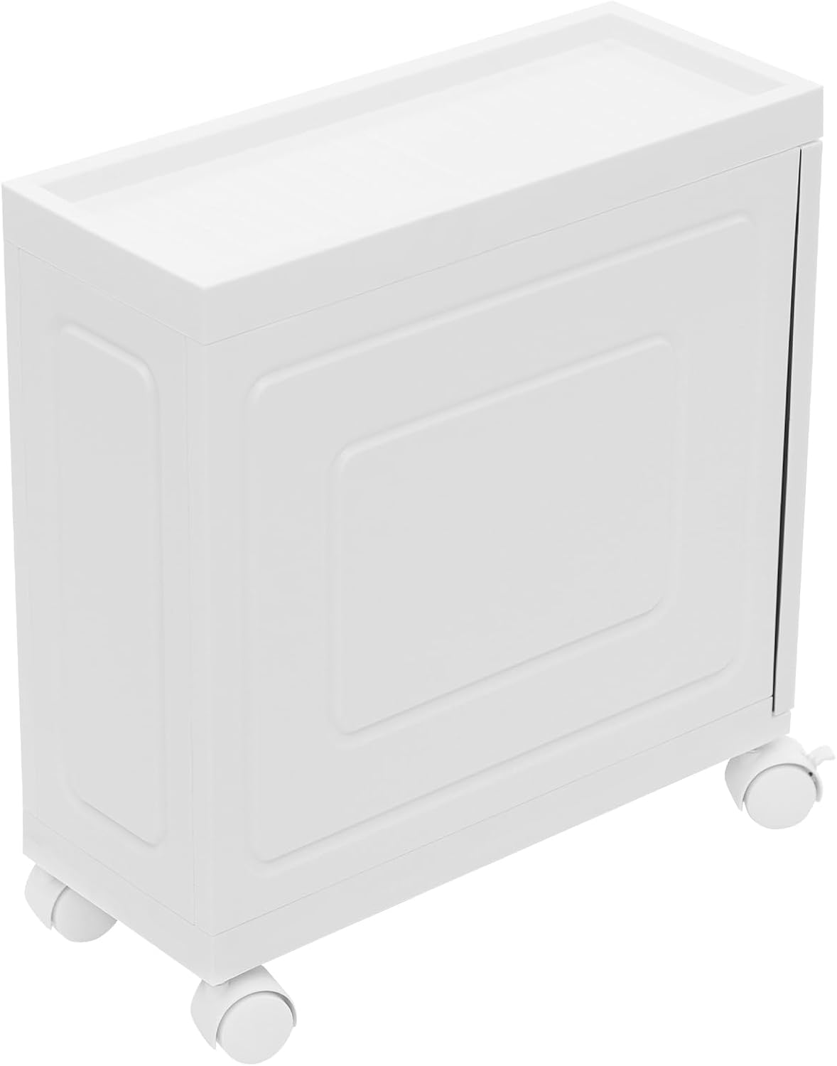 1 Tier Slim Bathroom Storage Cabinet, 15.7" L X 6.3" W X 16.9" H Slim Rolling Cart, 66.14 Lbs Load-Bearing Capacity Narrow Storage Cabinet for Living Room, Kitchen, Bathroom, Office
