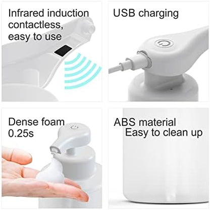 Foaming Automatic Soap Dispenser – Touchless Infrared Sensor, USB Rechargeable, 375ml Capacity, Blue, for Bathroom & Kitchen Countertops