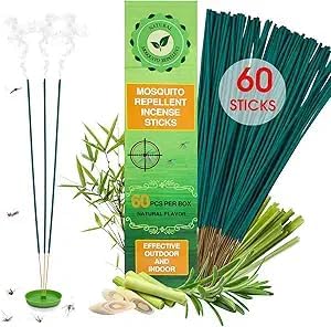 Mosquito Repellent Outdoor Patio 100 PCS Citronella Oil Mosquito Incense Sticks, Plant-Based Indoors Gnat Control for Camping Essentials, Fishing, Hiking, Yard, Backyard Travel