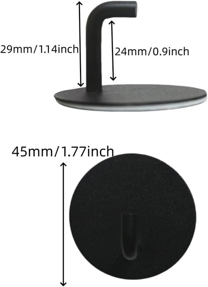 Adhesive Hooks Heavy Duty Shower Hook 4 Pack Waterproof, Black Stick on Hooks for Hanging Loofah Towel Robe Clothes, Removable Stainless Steel Bathroom Adhesive Wall Hooks