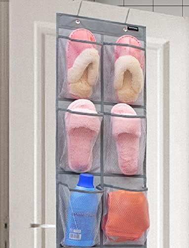 2 Packs Over The Door Hanging Closet Shoes Holder Organizer Shoe Storage Shoe Rack with 6 Pockets (Clear PVC Pockets)