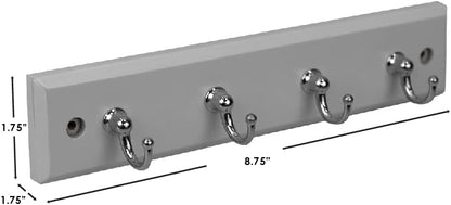 4 Hook Wall Mounted Key Rack by Home Basics | Engineered Cherry Wood Finish for Organizing Keys, Coats, and Accessories | Simple Design adds a Function Addition to Any entryway, Kitchen, or Hallway