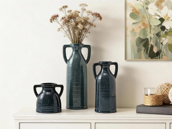 Bud Vase - Flower Vase Set - Decorative Vases - Ceramic Small Vase Set of 3 for Centerpieces - Ice Creak for Decor - Modern Decoration Vases for Home Farmhouse Table Office, Mini Vase by Lyeec