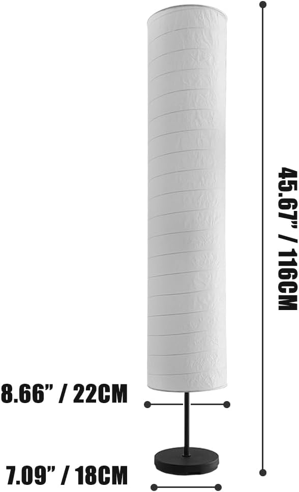 Paper Floor Lamp, Floor Lamps, Paper Standing Lamp, Room Decoration Festival Lantern Light for Bedroom Dresser Living Kids Room Dorm Coffee (White, 46inch)