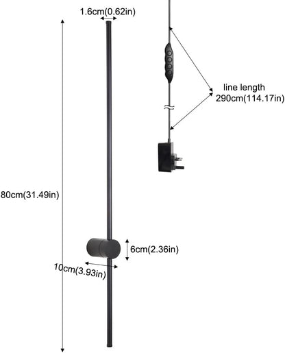 Battery Operated Wall Sconce Set of 2, Black USB Rechargeable Sconces Wall Deco Set of Two, Dimmable Cordless Wall Sconce with Remote Control, LED Wireless Wall Lighting,31.6 in