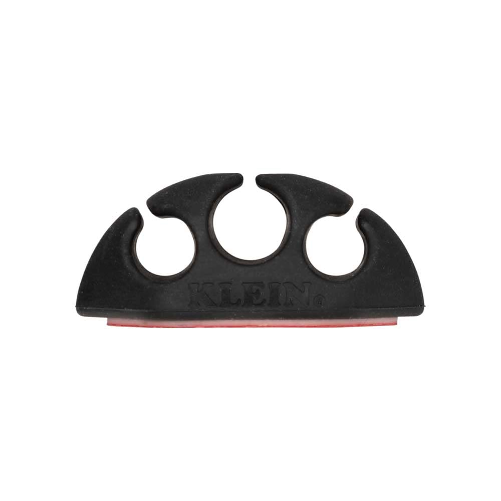 Klein Tools 450-410 Cable Clips, Made in USA, Self-Adhesive 3-Slot Cable, Cord Management Mounting Clips, Optional Screw for Permanent Mounting, 10-Pack