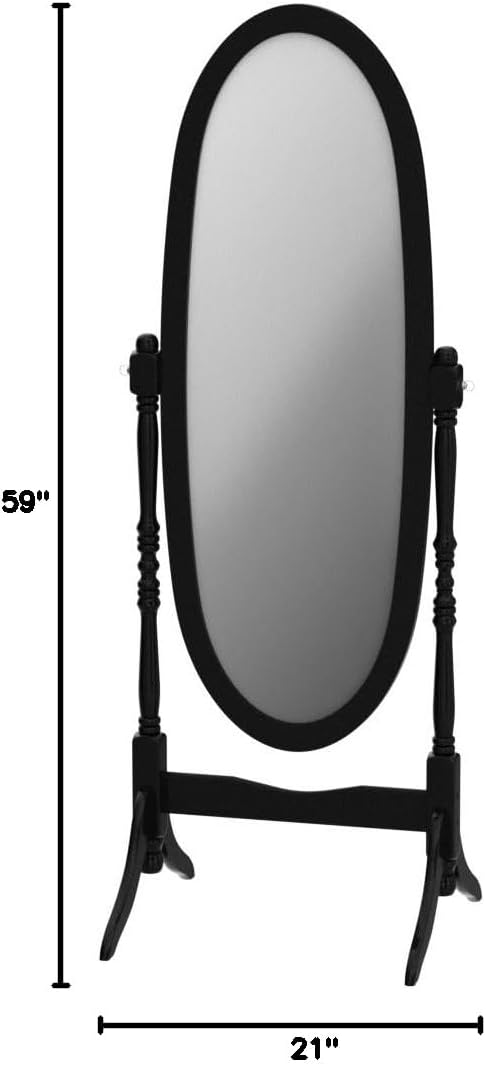 GTU Furniture Swivel Adjustable Full-Length Oval Wood Cheval Stand Floor Mirror(Pink)