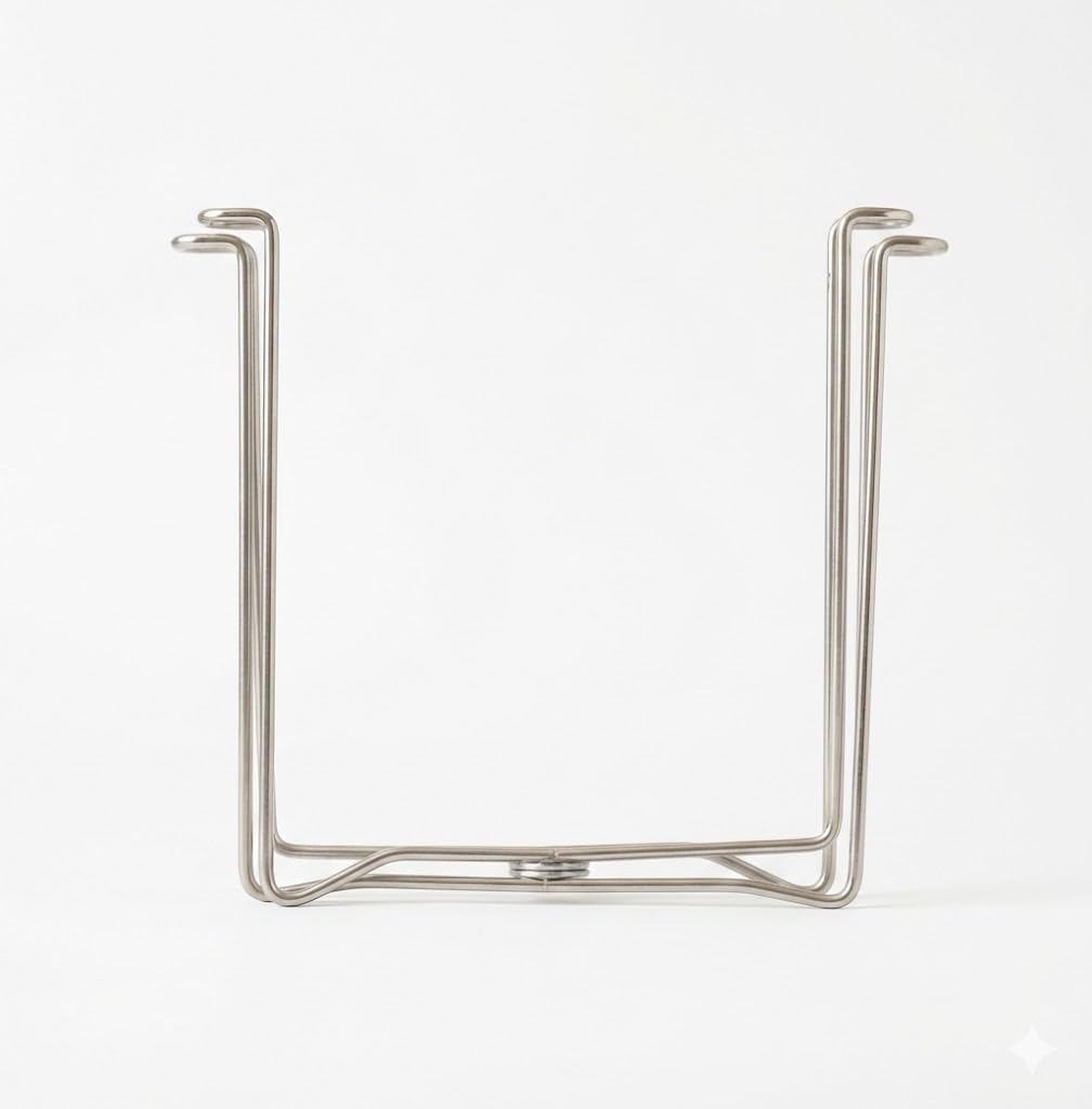 Stainless Steel Countertop Trash Bag Holder & Cup Drying Stand - Foldable Kitchen Garbage Rack for Food Prep & Waste Disposal (Non-Slip, Rust-Proof)