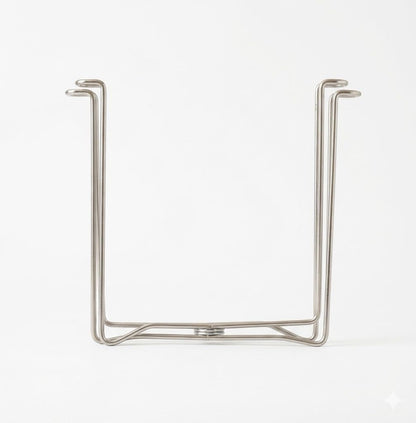 Stainless Steel Countertop Trash Bag Holder & Cup Drying Stand - Foldable Kitchen Garbage Rack for Food Prep & Waste Disposal (Non-Slip, Rust-Proof)