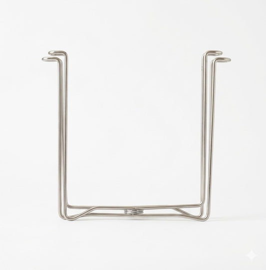 Stainless Steel Countertop Trash Bag Holder & Cup Drying Stand - Foldable Kitchen Garbage Rack for Food Prep & Waste Disposal (Non-Slip, Rust-Proof)