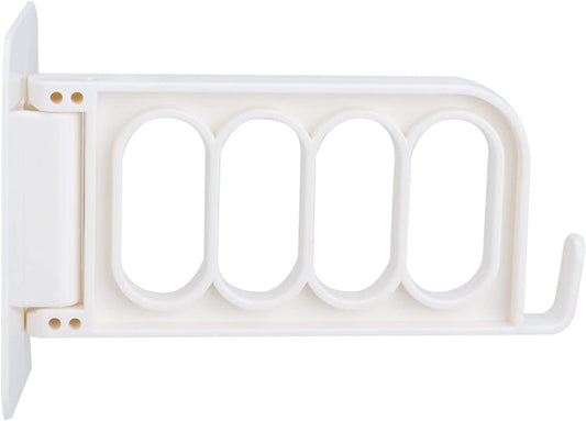 GOTOTOP Laundry Rack, PVC Wall Mounted Clothes Dryer Rack with Traceless Adhesive, 4 Hole Rotating Hanger, 5kg Load, Space Saving for Bathroom Closet Door Glass (Beige)