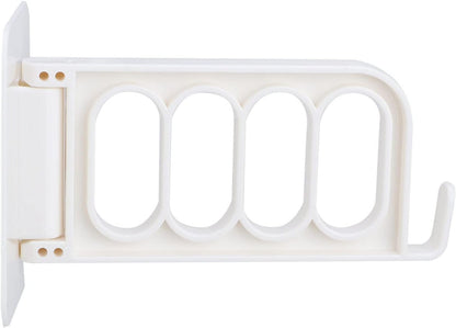 GOTOTOP Laundry Rack, PVC Wall Mounted Clothes Dryer Rack with Traceless Adhesive, 4 Hole Rotating Hanger, 5kg Load, Space Saving for Bathroom Closet Door Glass (Beige)