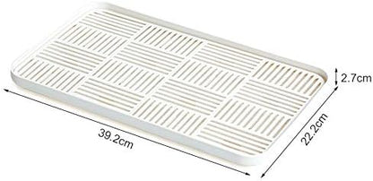 2-in-1 Kitchen Sink Caddy Organizer with Plastic Drain Grate, Double-Layer Drain Sponge Soap Holder & Food Fruit Vegetable Drain Tray for Sink Countertop Home Kitchen Restaurant Hotel, Grey (1 Pack)