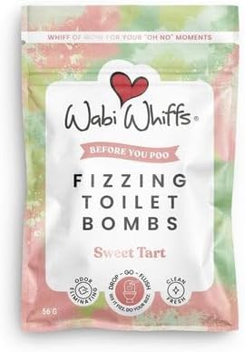 Wabi Whiffs Fizzing Toilet Bombs - Cloud & Sky (16 Count) | Natural Bathroom Deodorizer | Odor Eliminator Tablets For Freshness & Cleanliness | Eco-Friendly Septic Safe Tablets |