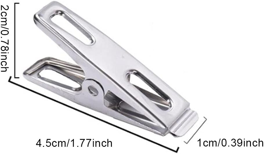 Generic 40pcs Clothes Pins Antiskid Stainless Steel Windproof Clothes Drying Hanger Clothespins Clothes Clips Clothes Pegs Photo Clips, Silver