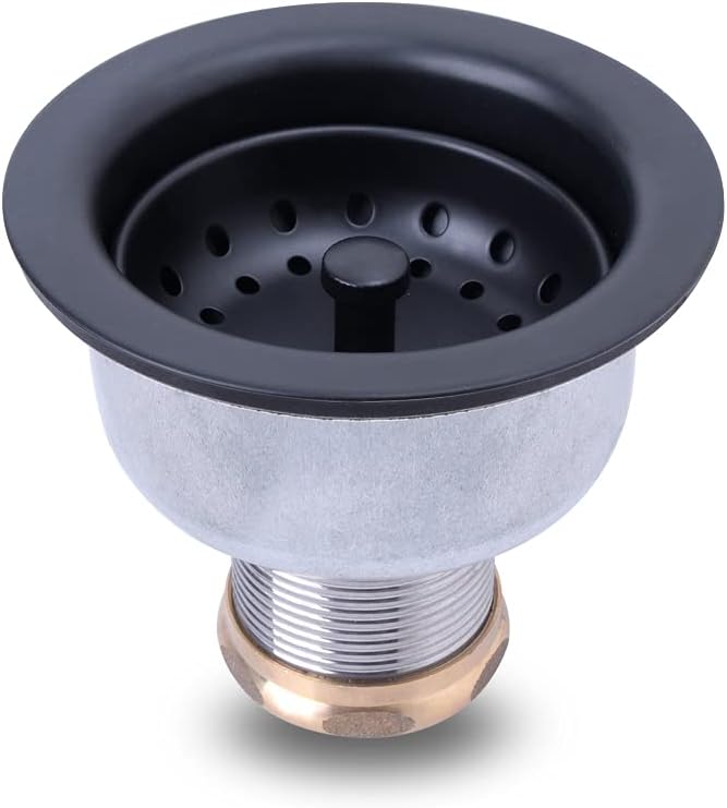 3-1/2 Deep Cup Kitchen Sink Drain Assembly, 304 Stainless Steel Construction With Fixed Post Basket and Long Extended Shank/CAS Approved and White Finish