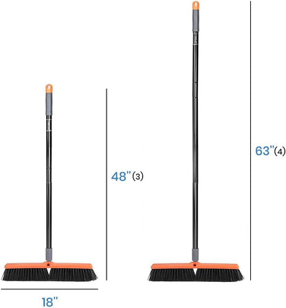 TreeLen 18 inch Push Broom Outdoor - Heavy Duty Broom for Driveways, Sidewalks, Patios and Deck Cleans Dirt, Debris, Sand, Mud, Leaves and Water-18 Wide Bristles