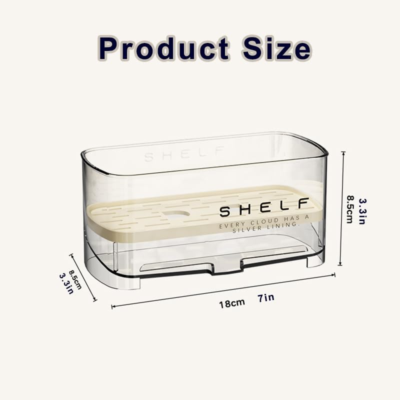 Sponge Holder for Kitchen Sink, Clear Acrylic Sink Organizer with Auto-Draining Tray, Countertop Sink Caddy for Sponges, Soap, Brush & Cleaning Tools