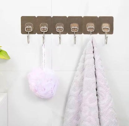 Luxe Hooks, Heavy Duty Wall Hooks, Waterproof Self Adhesive Hooks for Bathroom, Kitchen, Shower & Office, No Drill Wall Hooks for Towels, 10 Counts. (10, Transparent)