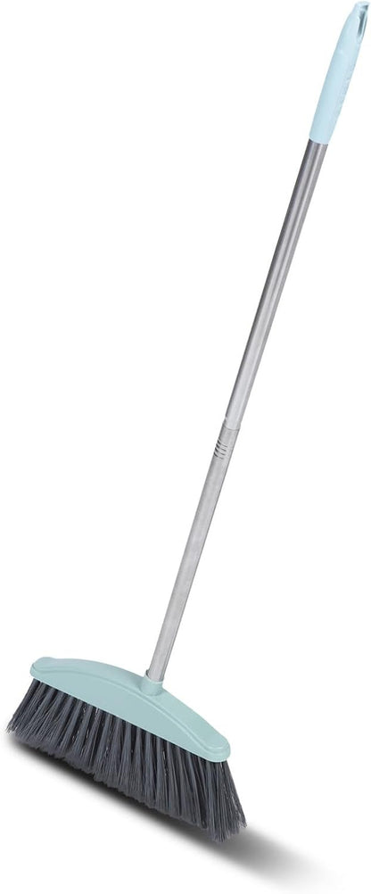 KALLORY Heavy-Duty Broom Outdoor Indoor Broom for Floor Cleaning with Long Handle 34 inch for Sweeping Concrete Courtyard Garage Patio Indoor Home Kitchen Office Lobby