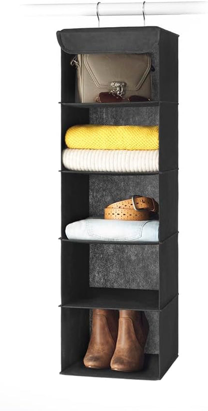 Whitmor 5 Section Closet Organizer - Hanging Shelves with Sturdy Metal Frame