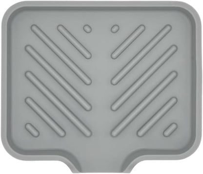 Silicone Soap Dish Tray and Sponge Holder with Drain Chute and Feet | 3-Way Sloped Design | Bathroom and Kitchen Sink Organizer Caddy (Black, 10"x4", 7.8 Ounces)