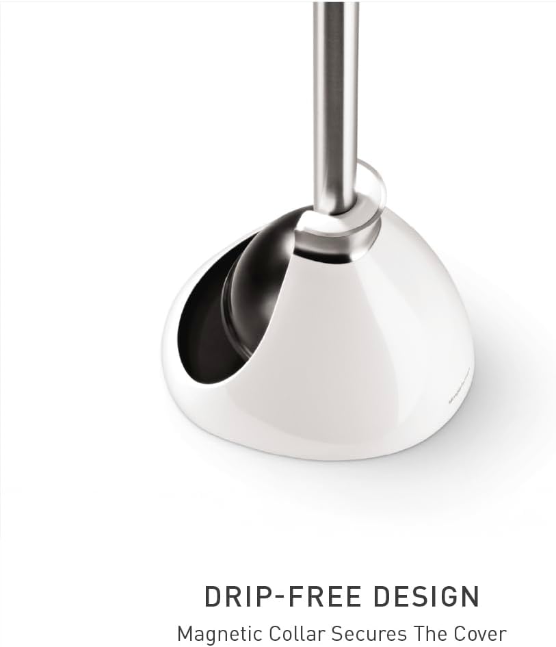 simplehuman Toilet Brush with Caddy, Stainless Steel, White