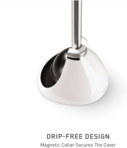 simplehuman Toilet Brush with Caddy, Stainless Steel, White