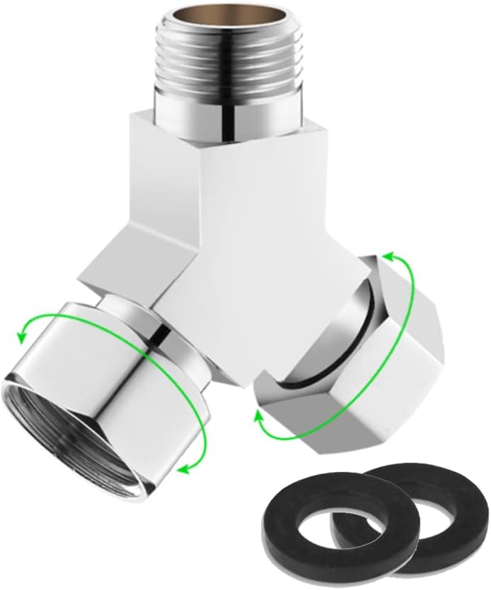 Water Diverter Fitting Adapter, Add-A-Tee G1/2" Hose Connector Adapter for Angle Valve adapter, Shower arms, Toliet Bidet Sprayer, Hose Pipe Fittings (3 Way T2)