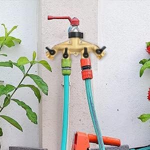 Hourleey Brass Garden Hose Splitter 2 Way, 3/4 Inch Hose Connector Tap Splitter, Hose Y Splitter, Hose Spigot Adapter 2 Valves with Extra Rubber Washers