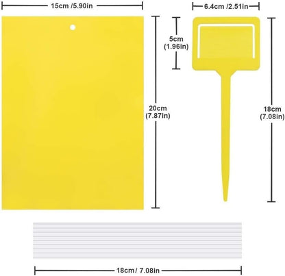 Gideal 20-Pack Dual-Sided Yellow Sticky Traps for Flying Plant Insect Such as Fungus Gnats, Whiteflies, Aphids, Leafminers,Thrips - (6x8 Inches, Included 20pcs Twist Ties)