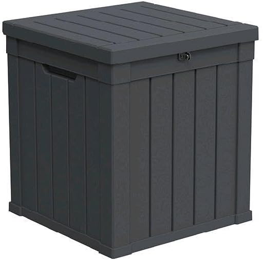 LAUSAINT HOME 320 Gallon Resin Deck Box, Package Delivery Box with Lockable Lid, Waterproof Outdoor Storage Box For Garden Tools, Patio Cushions(320 Gallon,Black)