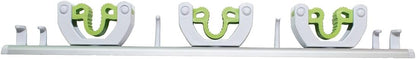 Pine-Sol Mop and Broom Holder - Hanging Wall Mount Storage Rack with 3 Slots and 6 Hooks - Adjustable Cleaning Tool Organizer for Garage, Kitchen, and Utility Closet