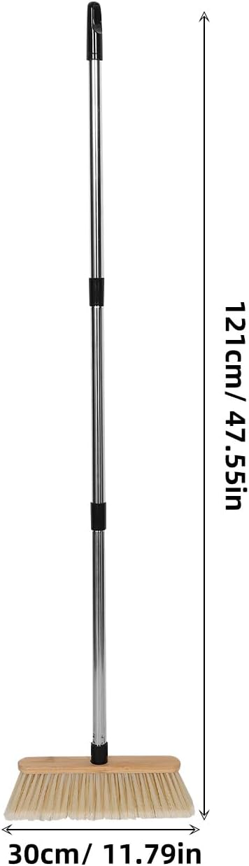 Didiseaon 1 Set Garden Broom: Heavy Duty Outdoor Bamboo Broom with Stainless Steel Handle - Hard Bristle Sweeping Brush for Garden Patio Garage Hardwood Floors Cleaning