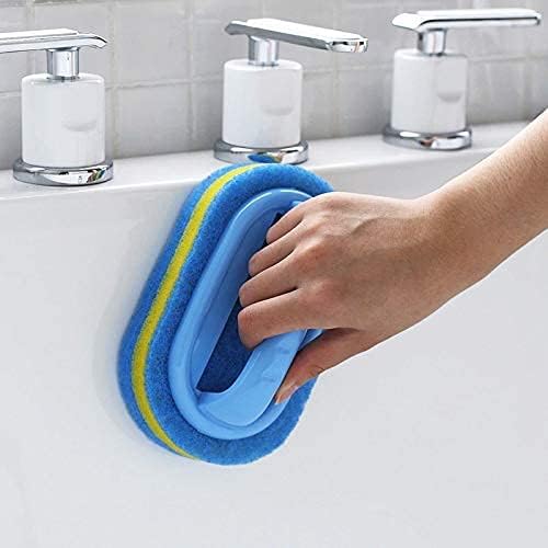 Tile Tub Scrubber Brush with 5 Different Function Cleaning Heads and 51" Extendable Long Handle Non Scratch Shower Scrubber for Cleaning Bathroom Kitchen Toilet Wall Bathtub