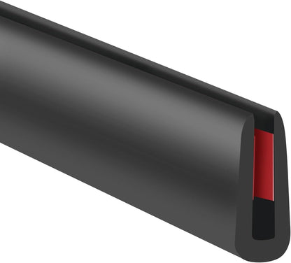Slimline Cabinet Door Edge Protector, 3/4" Self Adhesive Peel and Stick Rubber Edge Guards, Flexible U Shaped Strips for Kitchen & Garbage Drawer Fronts, Edge Trims for Desks and Shelfves, Black, 10Ft