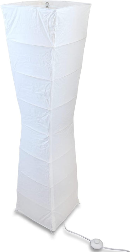 fantado 4-FT Tall White Hako Rice Paper Lantern Standing Floor Lamp w/Black Foot Switch Cord and Bulbs (12 inch x 48 inch w/Light Bulbs) - Asian-Inspired Affordable Home Decoration