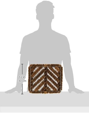 Rubber-Cal "Herringbone" Coir Boot Scraper Brush, 2.5 by 12 by 13-Inch (10-100-009), Tan