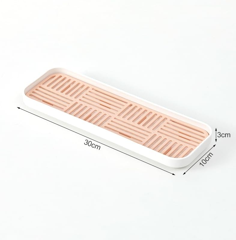 2-in-1 Kitchen Sink Caddy Organizer with Plastic Drain Grate, Double-Layer Drain Sponge Soap Holder & Food Fruit Vegetable Drain Tray for Sink Countertop Home Kitchen Restaurant Hotel, Grey (1 Pack)