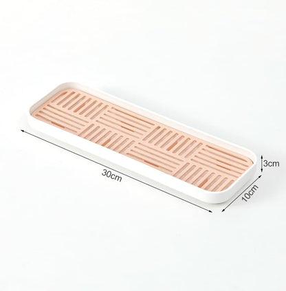2-in-1 Kitchen Sink Caddy Organizer with Plastic Drain Grate, Double-Layer Drain Sponge Soap Holder & Food Fruit Vegetable Drain Tray for Sink Countertop Home Kitchen Restaurant Hotel, Grey (1 Pack)