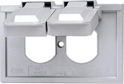 Leviton Weatherproof Cover, 1-Gang for Duplex Receptacles, Gray, Plastic Enclosure, Horizontal Mount, Outdoor Outlet Cover with Self-Closing Lid, 4976-GY, Gray