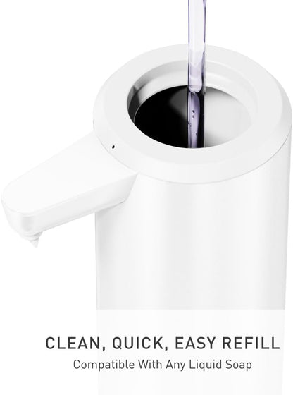 simplehuman Liquid Sensor Pump with Caddy, 9 oz Automatic Soap Dispenser for Kitchen and Bathroom, Touchless Motion Sensor, Variable Dispense, Rechargeable, High-Grade White Steel