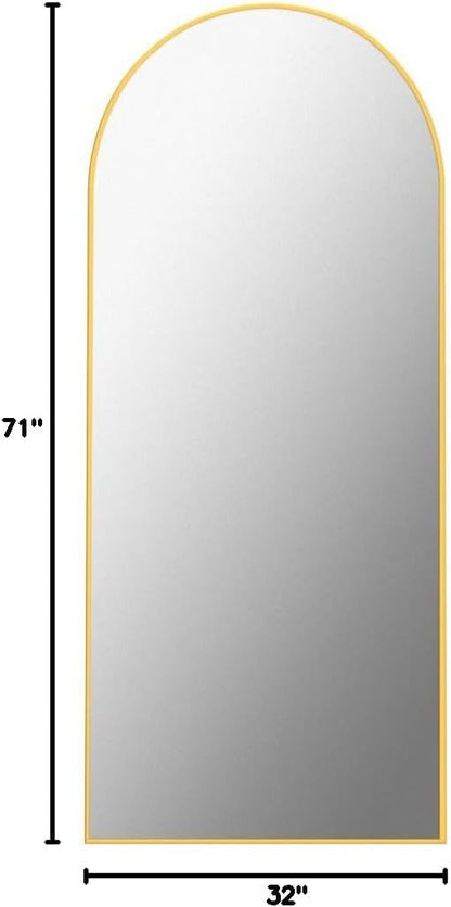 Antok 58" x19” Arched Full Length Floor Mirror, Gold Aluminum Frame, Free Standing/Wall Mount/Leaning for Bedroom, Living Room, Dressing Room
