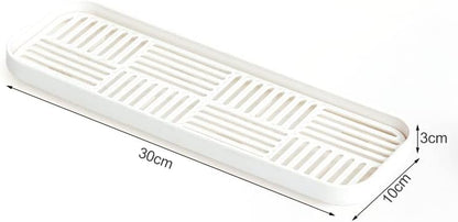 2-in-1 Kitchen Sink Caddy Organizer with Plastic Drain Grate, Double-Layer Drain Sponge Soap Holder & Food Fruit Vegetable Drain Tray for Sink Countertop Home Kitchen Restaurant Hotel, Grey (1 Pack)