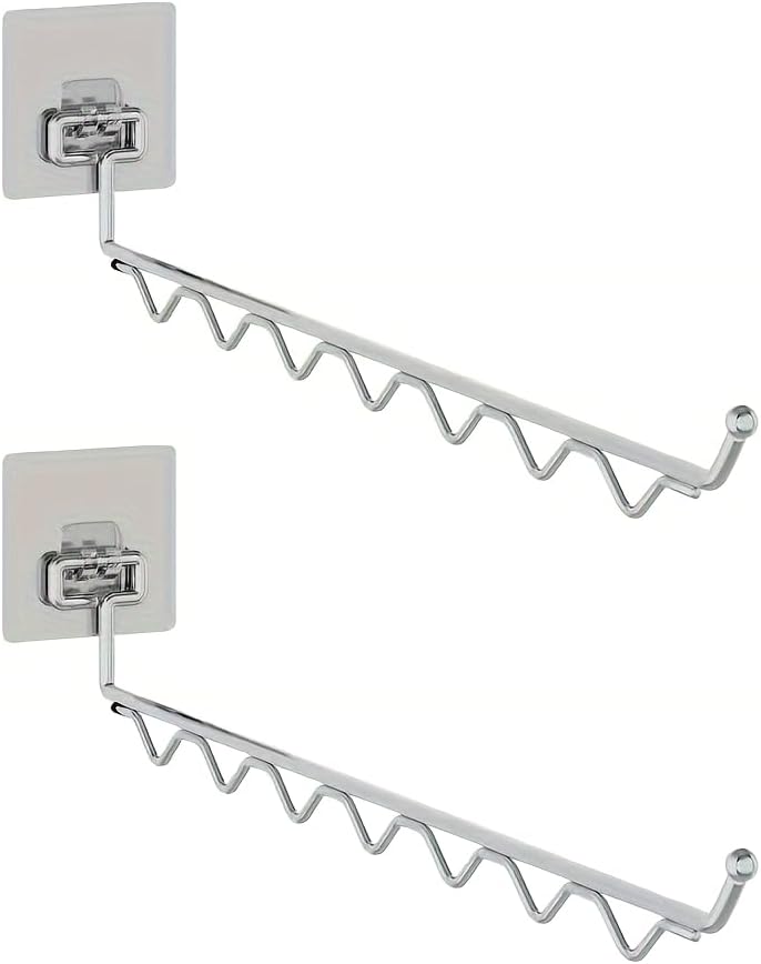 2PCS Wall Mounted Drying Rack Laundry Room Organization Clothes Hanger Rack Stainless Steel Folding Clothes Drying Racks Wall-Mounted Adhesive Balcony Tool Hanger Racks Space Saving