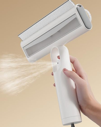 2026 Double-Sided Window Scraper Brush with Built-in Water Spray, 2 in 1 Multifunctional Squeegee for Car, Patio, Door & Porch Screen Cleaning White 1 Pc