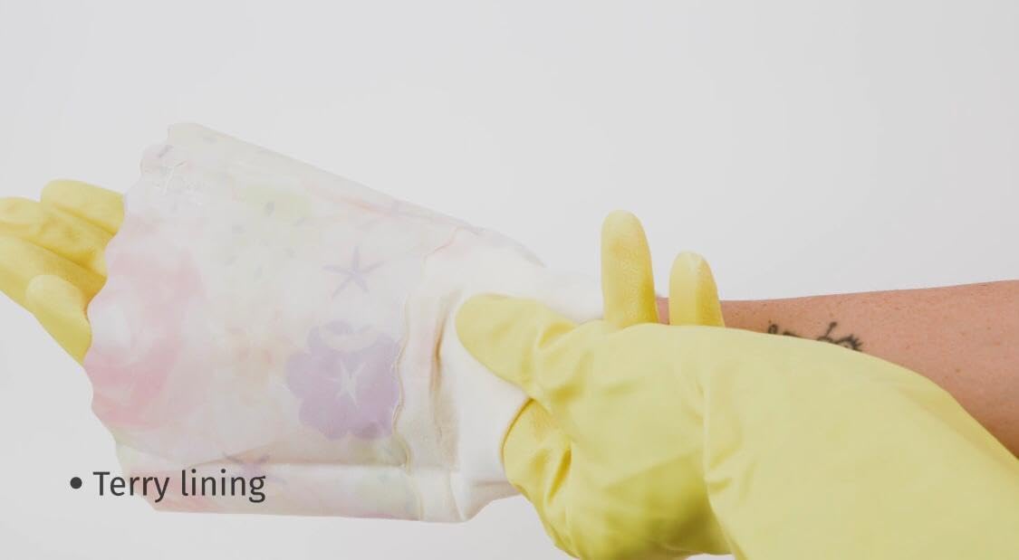 2 PAIRS Household Gloves Latex Free Cleaning Gloves with Soft Lining Long Cuff 15" & Grip, Medum, Pink/Blue
